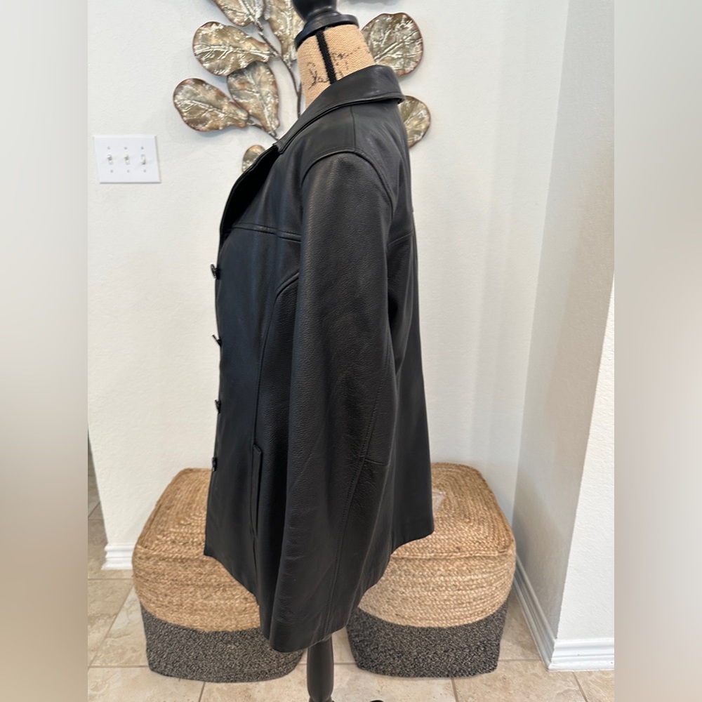 Wilsons Leather Black Genuine Leather Button-Front Jacket Coat Women’s L - Picture 3 of 10
